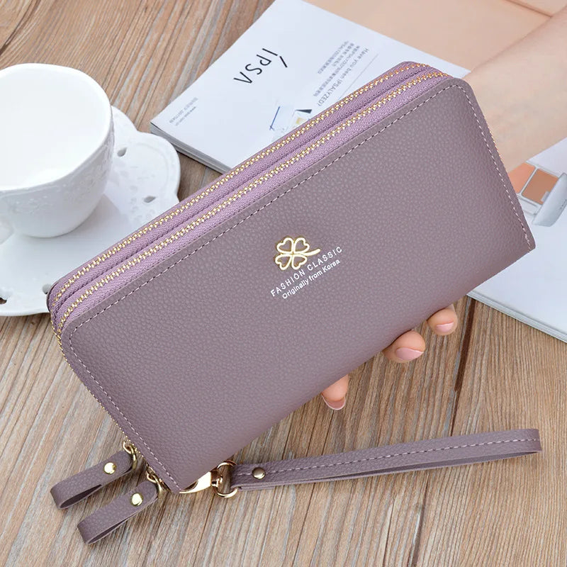 Fashion Woman Oem Latest Hot Sell Travel Clutch Zipper Real Leather Wallet
