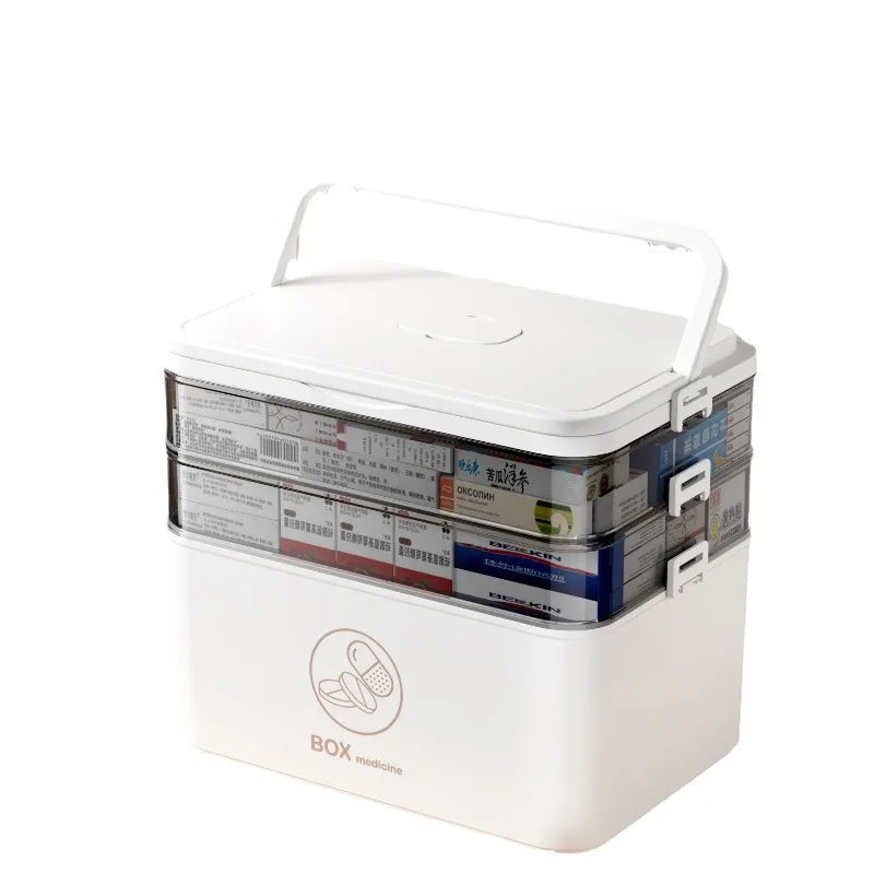 Large Household Medicine Box Portable Household First Aid Kit Plastic Multi-layer Separated Medicine Storage Box