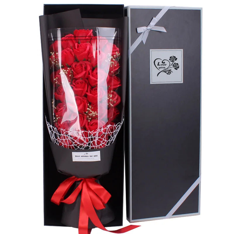 Wholesale 33 Durable Artificial Soap Rose Gift Box Valentine's Day Chinese New Year Mother's Day Bouquet Gift Sets