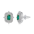 Dylam Customized Wholesale Green Stud Earrings Women S925 Sterling Silver Jewelry High Quality Square Diamond Earring