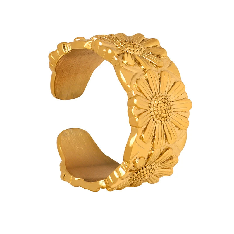 China Custom Made Trending Luxury Fashion Stainless Steel Plated Gold Ring for Women