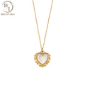 Fashionable Stainless Steel 18K Gold Plated Charm Necklace Love Heart Shell Pendant Necklace for Women