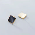 925 Sterling Silver Black Color Square Shape Studs Earrings Gold Plated Earings Fashion Jewelry for Women