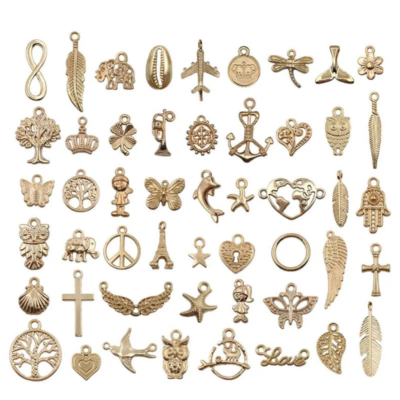 50pcs KC Gold Plating  Charms Designer Charms for DIY Bracelet