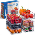 New Desgin Set 6 Kitchen Fridge Drawer Fruit Plastic Box Pantry Dividers Bin Stackable Refrigerator Organizer Food Bins