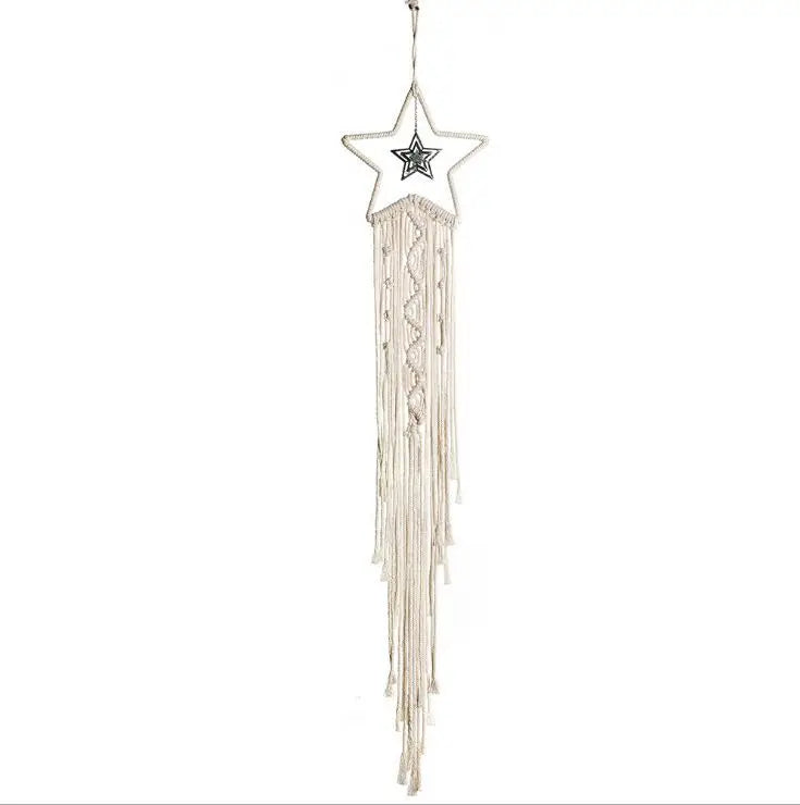 Wholesale Arrival Moon Star Design Hand Weaves Cotton Tassels Rope Pendant for Home Handmade DIY Hanging Decoration