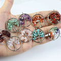 30mm Crystals Tree of Life Pendant Wire Wrap Chakras Chip Gemstone Stone Pendants Charms for NECKLACES Jewelry Making