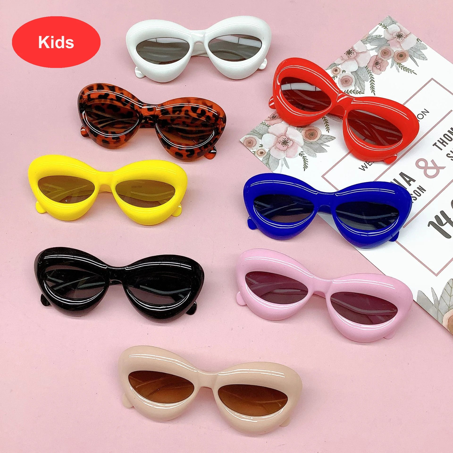 Custom Inflated Kids Sunglasses CatEye Y2K for Kids New Fashion Brand Thick Sun Glasses Toddle Blue Yellow Punk Hip Hop Shades