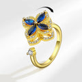 Wholesale Rotatable Full Of Zircon Stone Four Leaf Clover Anxiety Fidget Spinner Ring Jewelry Gifts For Women Teen Girls
