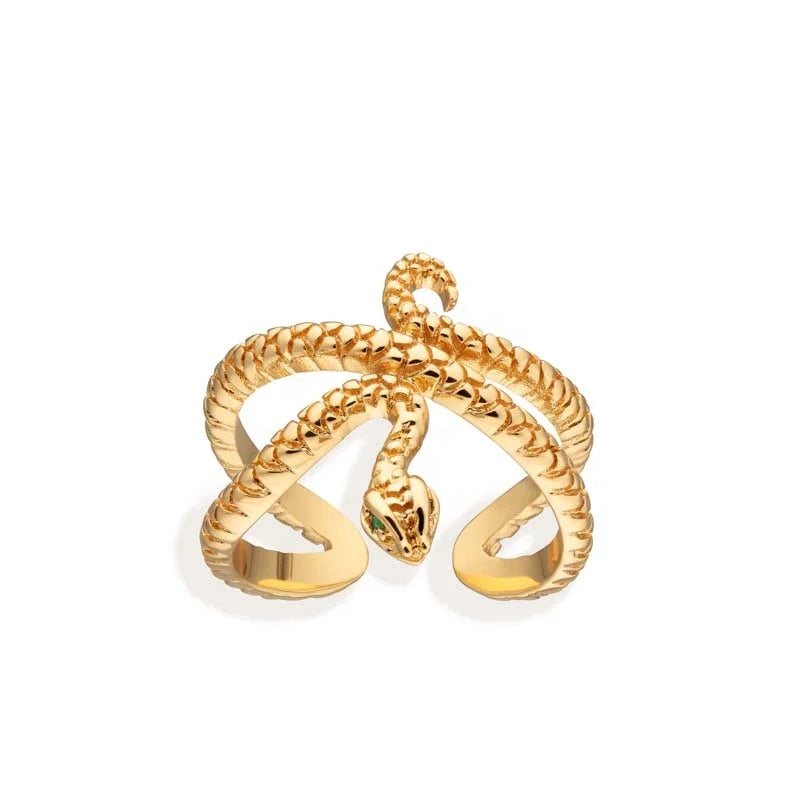Gemnel Egyptian Flair Snake Toe Ring with Green Faceted Cubic Zirconia Stones Toe Rings