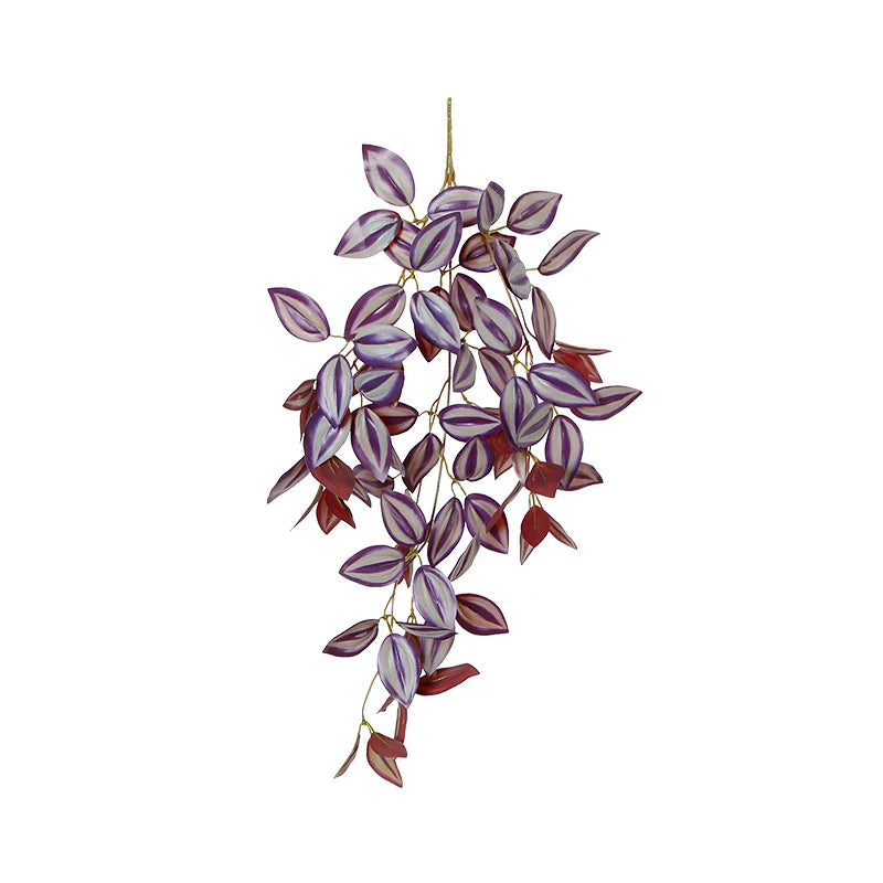 Independent-Design 62cm Hanging Plants Artificial Leaves Bunch With Purple Leaf for Home Decor