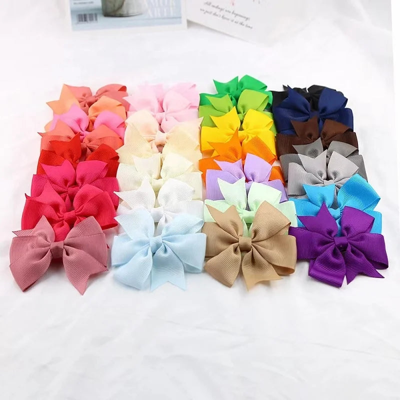 Pink Bow Hairpins with Clip Grosgrain Ribbon Boutique Hair Bows Hair Accessories for Kids and Girls