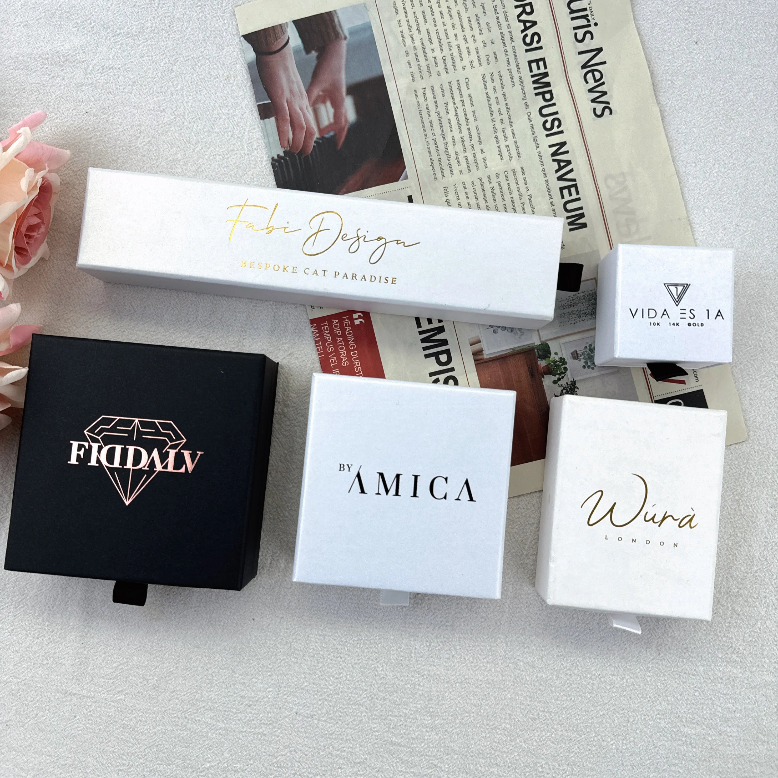 Eco Paper Luxury Drawer Jewelry Packaging Box Set Cardboard White Drawer Jewelry Boxes with logo