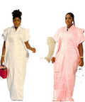 2026 African New Fashion Elegant Summer Long Solid White Maxi Dress for Women K0326