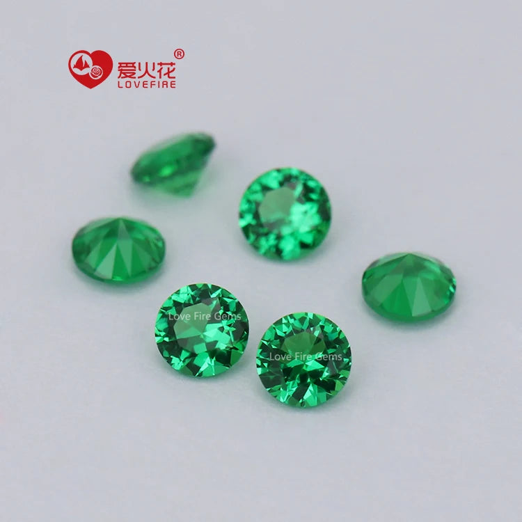 1.75-3mm Synthetic Round Shape Green Nano Stone Custom Loose Sapphire Nano Gem