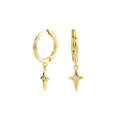 18k Gold Trendy Hoop Jewelry 925 Sterling Silver Star Drop Earrings Women