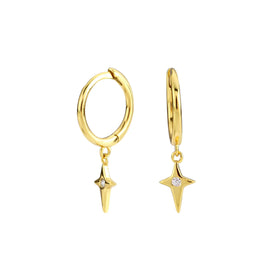 18k Gold Trendy Hoop Jewelry 925 Sterling Silver Star Drop Earrings Women