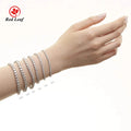 Redleaf Jewelry Custom 4mm CLASSIC Geometric Moissanite Tennis Chain Bracelet 925 Sterling Silver for Women
