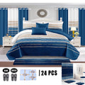 Deep Blue Polyester Printing Quilted Bedcover Soft Home Textile Bedspread Set Wholesaler