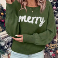 Customs Christmas Knit Winter Autumn Women Sweater Fashion Letters Merry Jacquard Dropped Shoulder Women'S Sweater Pullover
