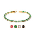 14k Gold Plated Full Zircon Multi Colors Claw Setting  Stainless Steel Tennis Bracelets for Women