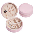 Wholesale Portable Round Ring Storage Box PU Leather Velvet Jewelry Box Ring Earrings Organizer