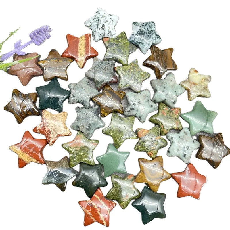Hot Sell Natural Mix Material Crystal Star Reiki Moon rainbow Crystal Stars for Decoration
