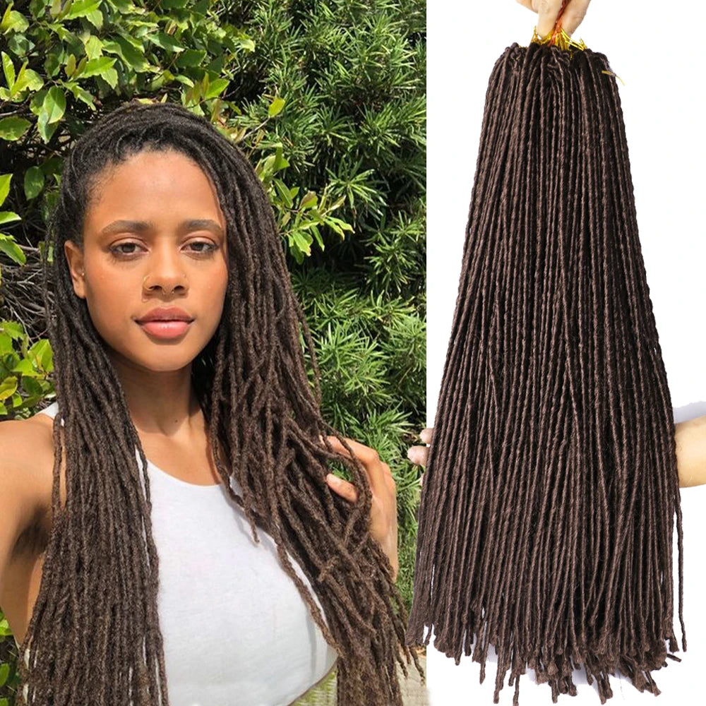 Soft Fine Brown Synthetic Dreadlocks Crochet Hair Extensions Handmade Faux Locs Braids for Dreadlocks Locs Styles