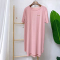 Spring and Summer Home Clothes Striped Dress Women Plus Size Short-sleeved Cotton Nightwear Sleep Tops Sexy Sleepwear Night Gown