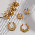 Dreamshow Stainless Steel 18K Gold Plated Round Geometric Big Hoop Earring Trendy Cuff Clip on Earrings Jewelry