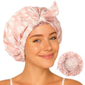 Pink Bow Shower Cap Waterproof Custom Print Shower Cap for Women  Wholesale Adjustable Washable Long Hair