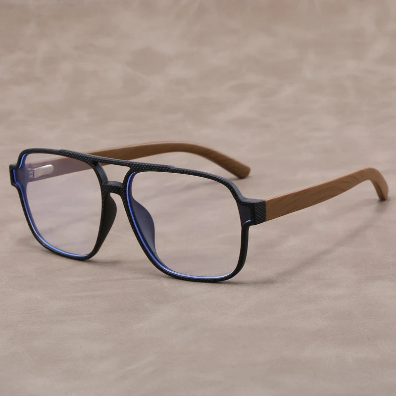 Hipster Men Women Square Frame Anti-Blue Glasses Frosted Texture Wood Glasses Frame Handmade Bamboo Eyeglasses Suppliers