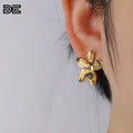 DE PVD Gold Plated Flower Stainless Steel Earrings Flower Design Stainless Steel Earrings Flower Shape Stainless Steel Earrings