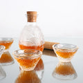 Wholesale Japanese Clear Gold Rim Sake Jug Set with 1 Sake Carafe Bottle and 4 Sake Cups