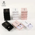 PUPPYSEW 9*9cm  Sliding Jewelry Box Personalized Drawer Cardboard Necklace Jewelry Box with logo  Earrings Package Box With Logo
