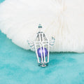 C030053 Sterling Silver Coffin Shape Freshwater Pearl Cage Pendant Necklace Jewelry Locket for Pearl Party