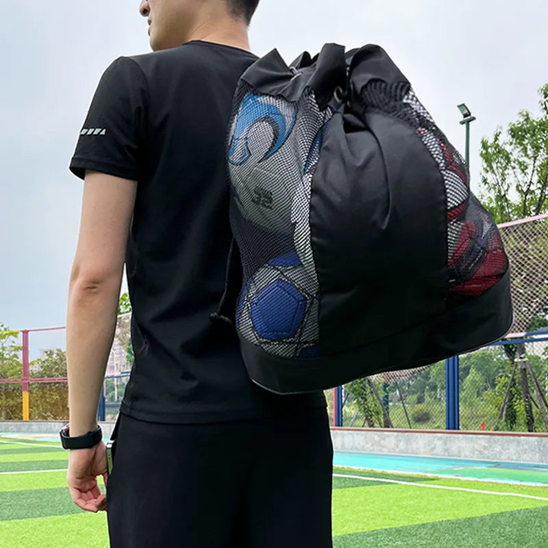 Wholesale Sport Accessories Multiple Size Black Drawstring Net Football Basketball Soccer Training Mesh Single Shoulder Ball Bag