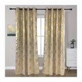 JA Wholesale 52*63IN Blackout Curtain Thermal Energy Saving Luxury Gold Foil Flower Print Drape for Bedroom Living Room Hotel