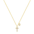 Fashion Jewelry Necklace 925 Sterling Silver Trendy Cross Zircon Pendant Necklace Flower Zircon Gold Plated Necklaces for Women