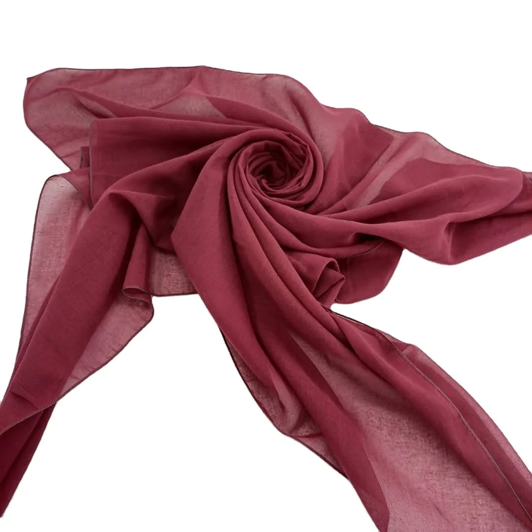 Scarf Hijab Women Cotton Voile Scarf Muslim Hijab Custom 21 Colors Pure Color Square Scarf Polyester Slub Hijabs Daily Life 1pcs