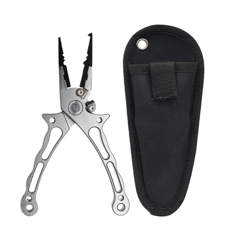 Aluminum Fishing Pliers Saltwater Multitool Split Ring Pliers Fishing Hook Remover Braid Line Cutters Fishing Pliers With Sheath
