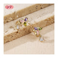 Joyeria Elegant Women's Huggies Hoop Earrings With 18K Laminated Gold Plated Brass Cubic Zirconia Wholesale Earrings Women