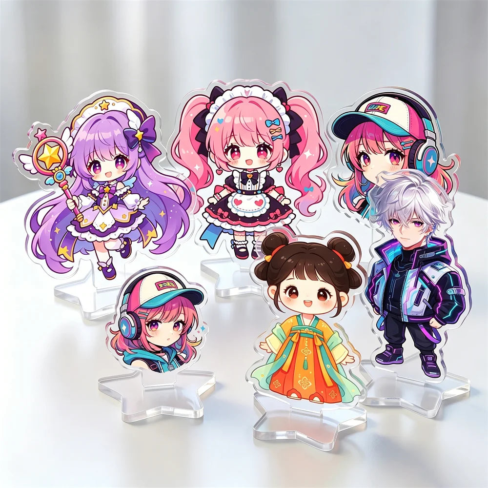 Custom Double Sided Transparent Holographic Acrylic Stand Holographic Acrylic Charm Glitter DIY Acrylic Stand