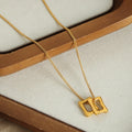 Minimalist Waterproof Geometric Square Hollow Pendant Necklace Non Tarnish Stainless Steel Gold Plated Choker Necklace Colliers