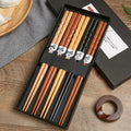 5Pairs Natural Handmade Wood Chopsticks Non-slip Wooden Chop Stick Set with Gift Box Japanese Sushi Chopstick for Dinner