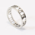 Hollow Roman Numerals Rings for Women Classic Waterproof Laser Cutting PVD Stainless Steel Ring