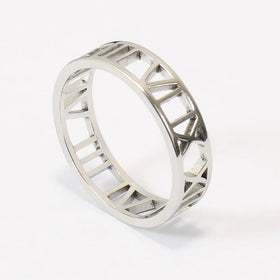 Hollow Roman Numerals Rings for Women Classic Waterproof Laser Cutting PVD Stainless Steel Ring