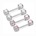 Popular Industrial Barbell Nipples Piercing Jewelry Stainless Steel Round Zircon Nipple Ring Stud