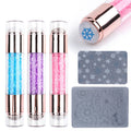 Tamax NAP014 Double Head Plastic & Silicone Nail Art Stamping Kit with Scraper for Manicure Set Tools