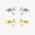 FUAMAY Trendy Gold Plated 925 Silver Women's Moonstone Stud Earrings-Simple Small Design for Engagement Party Anniversary Gift